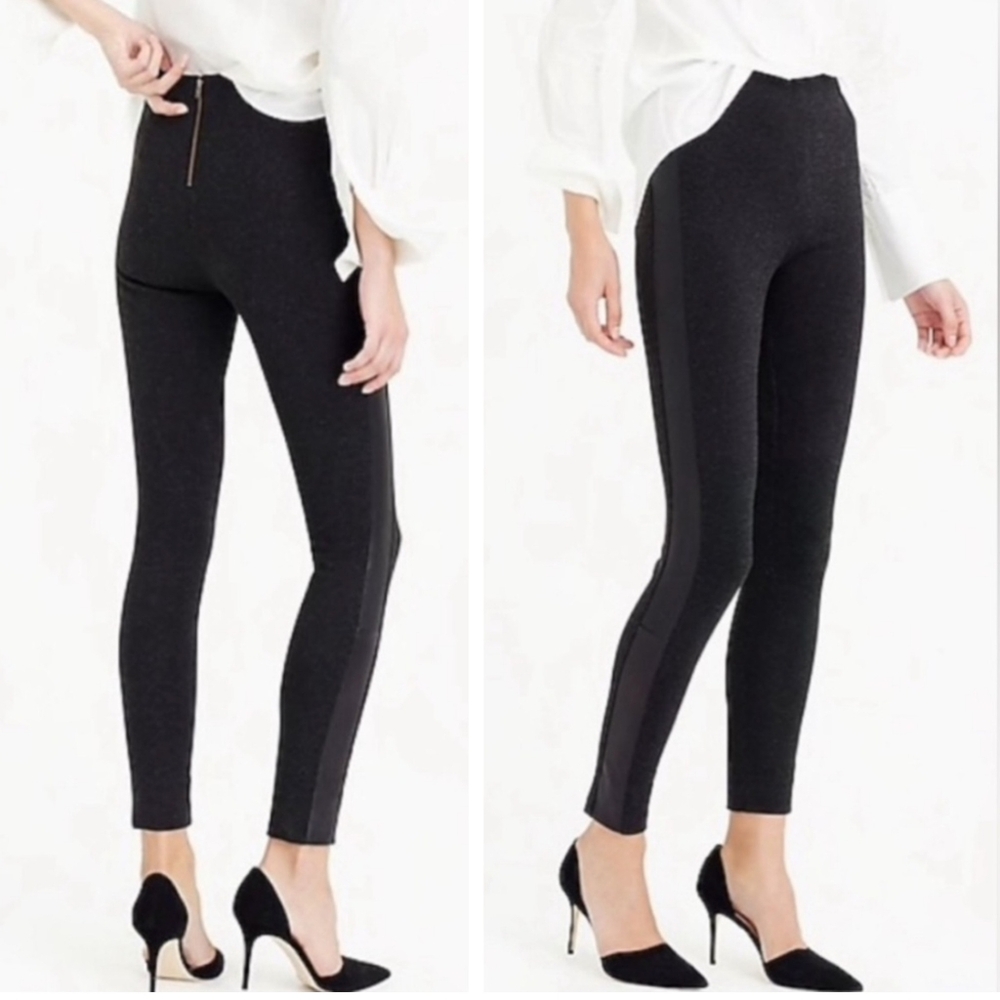 J. Crew Pixie Pants Skinny Stretch Ponte Leggings Exposed Zipper Black size 2 S
